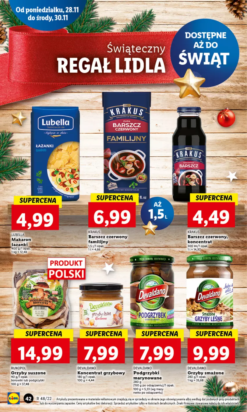 Gazetka promocyjna Lidl - GAZETKA - ważna 28.11 do 30.11.2022 - strona 44 - produkty: Borowiki, Fa, Grzyby, Krakus, Podgrzybki