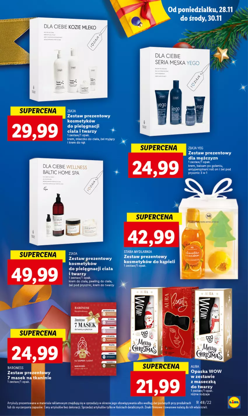 Gazetka promocyjna Lidl - GAZETKA - ważna 28.11 do 30.11.2022 - strona 77 - produkty: Krem do ciała, Krem do rąk, Krem do twarzy, Mleczko, Mleczko do ciała, Opaska, Peeling, Ser, Zestaw prezentowy, Ziaja