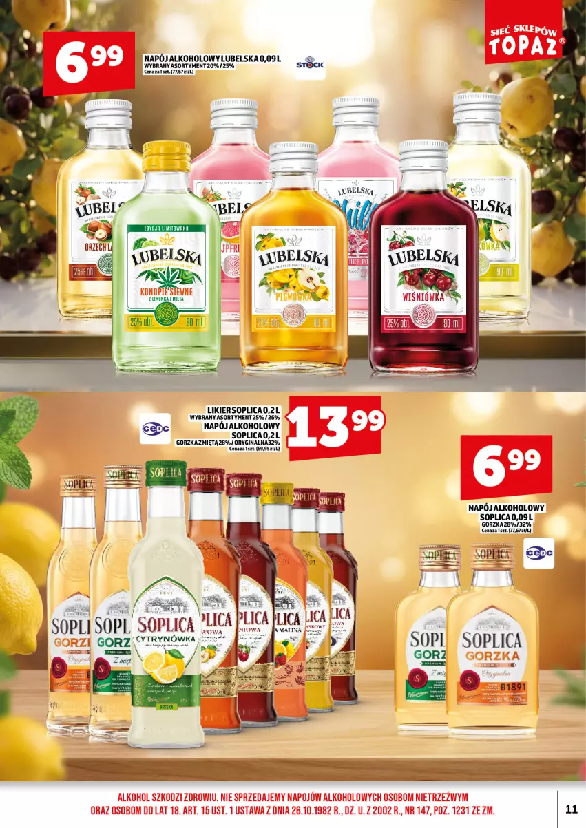 Gazetka promocyjna Topaz - Gazetka - ważna 01.09 do 15.09.2026 - strona 13 - produkty: Gin, Likier, Napój, Soplica