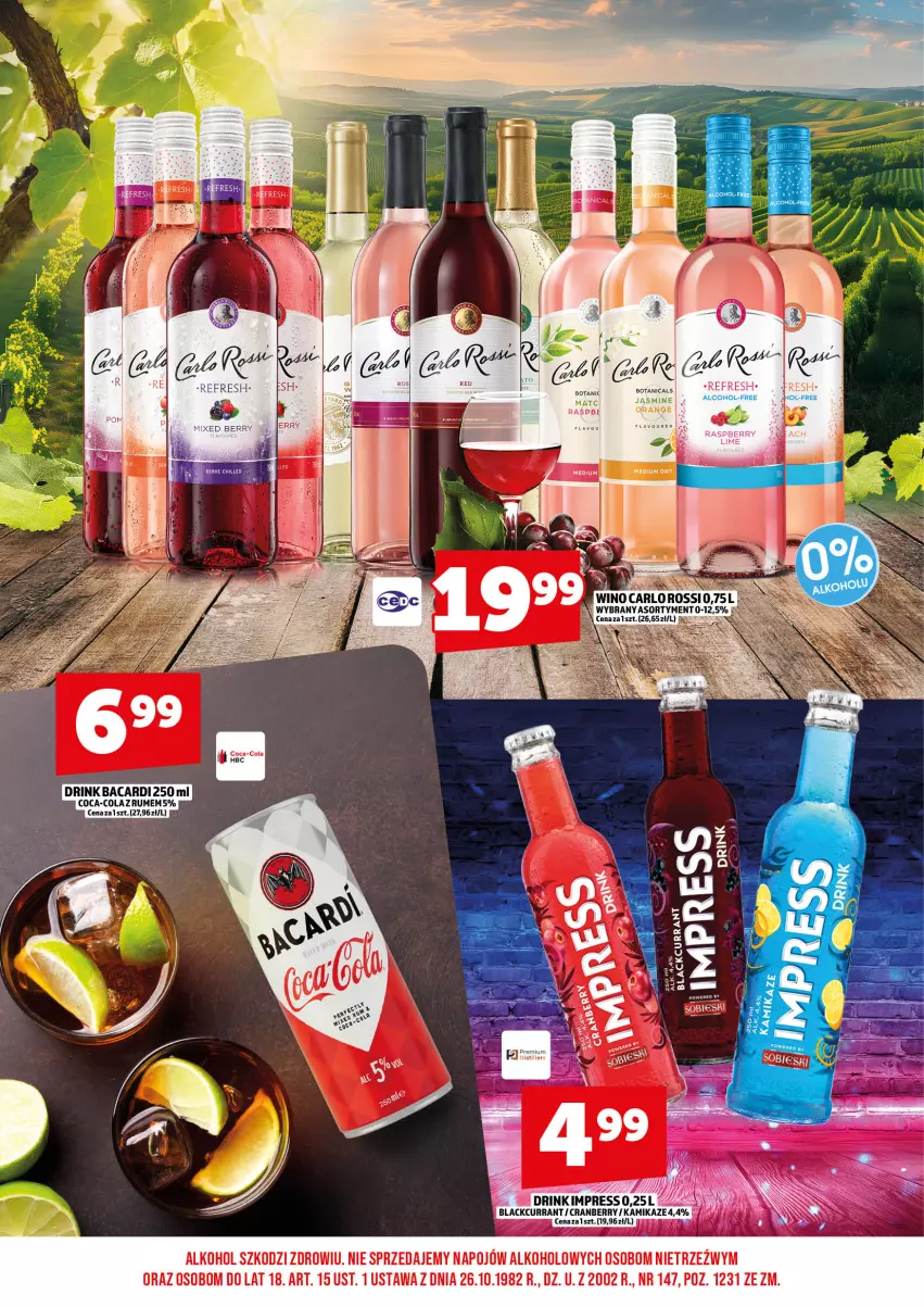 Gazetka promocyjna Topaz - Gazetka - ważna 01.09 do 15.09.2026 - strona 34 - produkty: Bacardi, Coca-Cola, Rum, Wino
