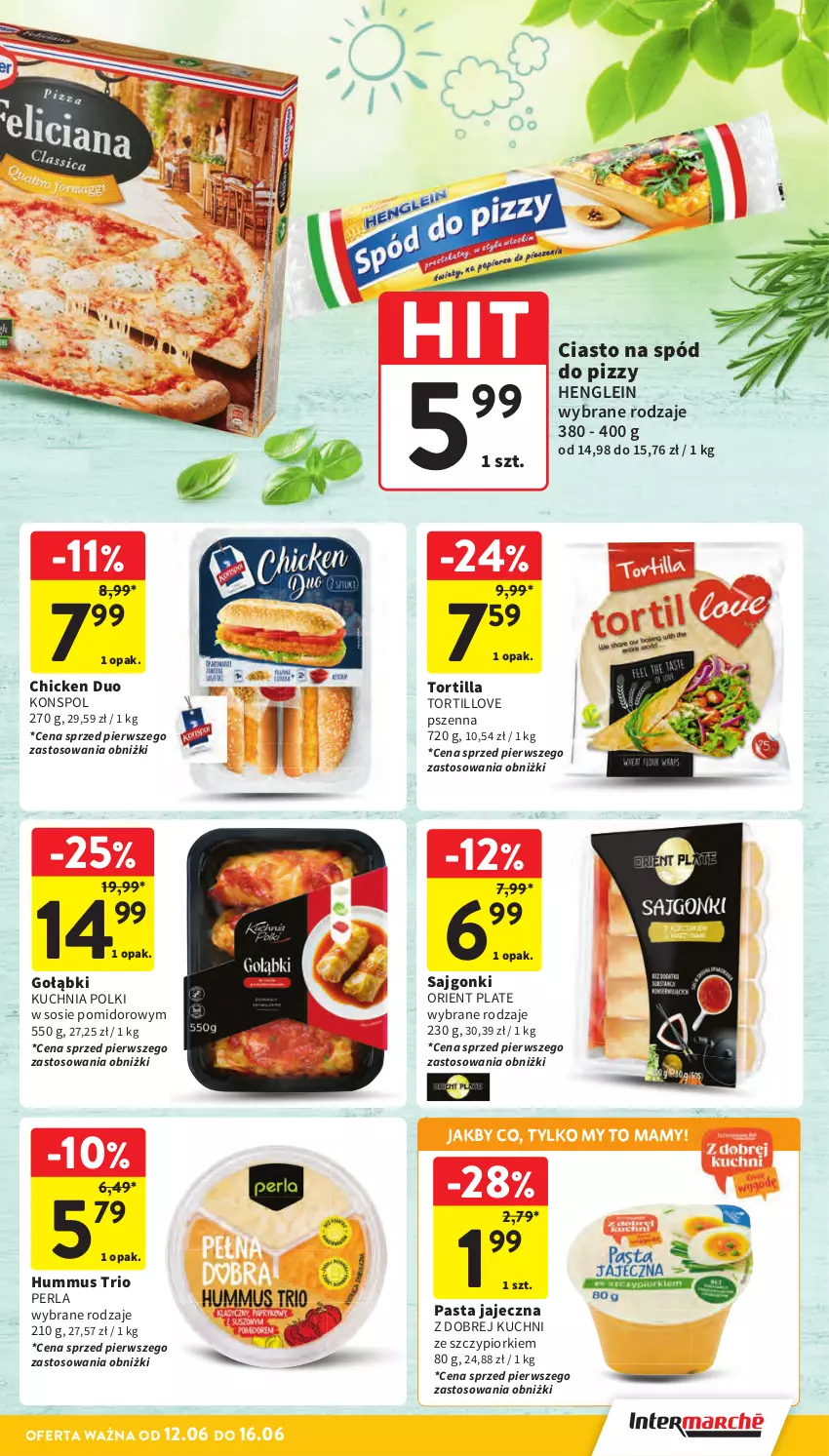 Gazetka promocyjna Intermarche - Gazetka Intermarche - ważna 12.06 do 16.06.2025 - strona 21 - produkty: Hummus, Kuchnia, Mus, Sajgonki, Sos, Spód do pizzy, Tortilla