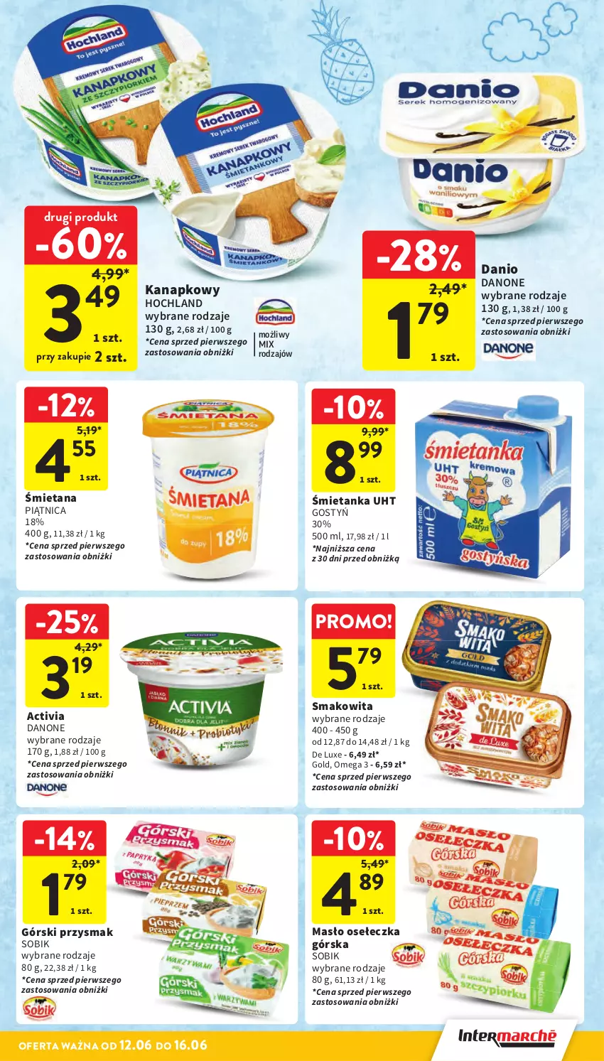 Gazetka promocyjna Intermarche - Gazetka Intermarche - ważna 12.06 do 16.06.2025 - strona 23 - produkty: Activia, Danio, Danone, Hochland, Masło, Piątnica, Smakowita