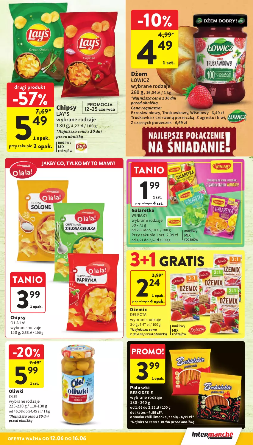 Gazetka promocyjna Intermarche - Gazetka Intermarche - ważna 12.06 do 16.06.2025 - strona 29 - produkty: Beskidzki, Chipsy, Delecta, Dżem, Gala, Galaretka, Gra, Gres, Kiwi, Limonka, Ole!, Oliwki, Por, Winiary