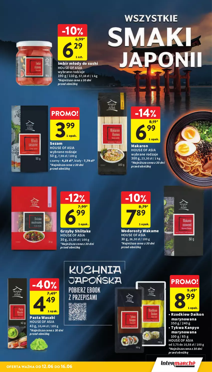 Gazetka promocyjna Intermarche - Gazetka Intermarche - ważna 12.06 do 16.06.2025 - strona 31 - produkty: Grzyby, Grzyby shiitake, House of Asia, Imbir, Makaron, Pasta wasabi, Sezam, Sushi, Wasa