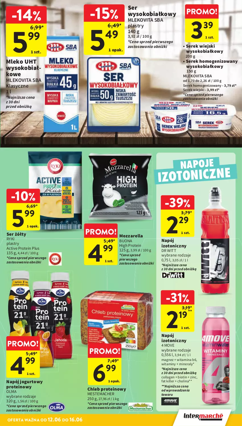 Gazetka promocyjna Intermarche - Gazetka Intermarche - ważna 12.06 do 16.06.2025 - strona 33 - produkty: Chleb, Chleb proteinowy, Fa, Jogurt, Magnez, Mleko, Mlekovita, Mozzarella, Napój, Napój izotoniczny, Napój jogurtowy, Olma, Ser, Serek, Serek homogenizowany, Serek wiejski, Sok