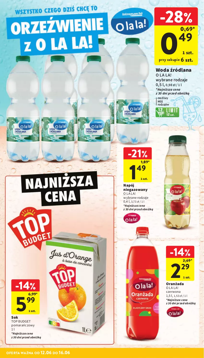 Gazetka promocyjna Intermarche - Gazetka Intermarche - ważna 12.06 do 16.06.2025 - strona 36 - produkty: LANA, Napój, Napój niegazowany, Oranżada, Sok, Top, Woda