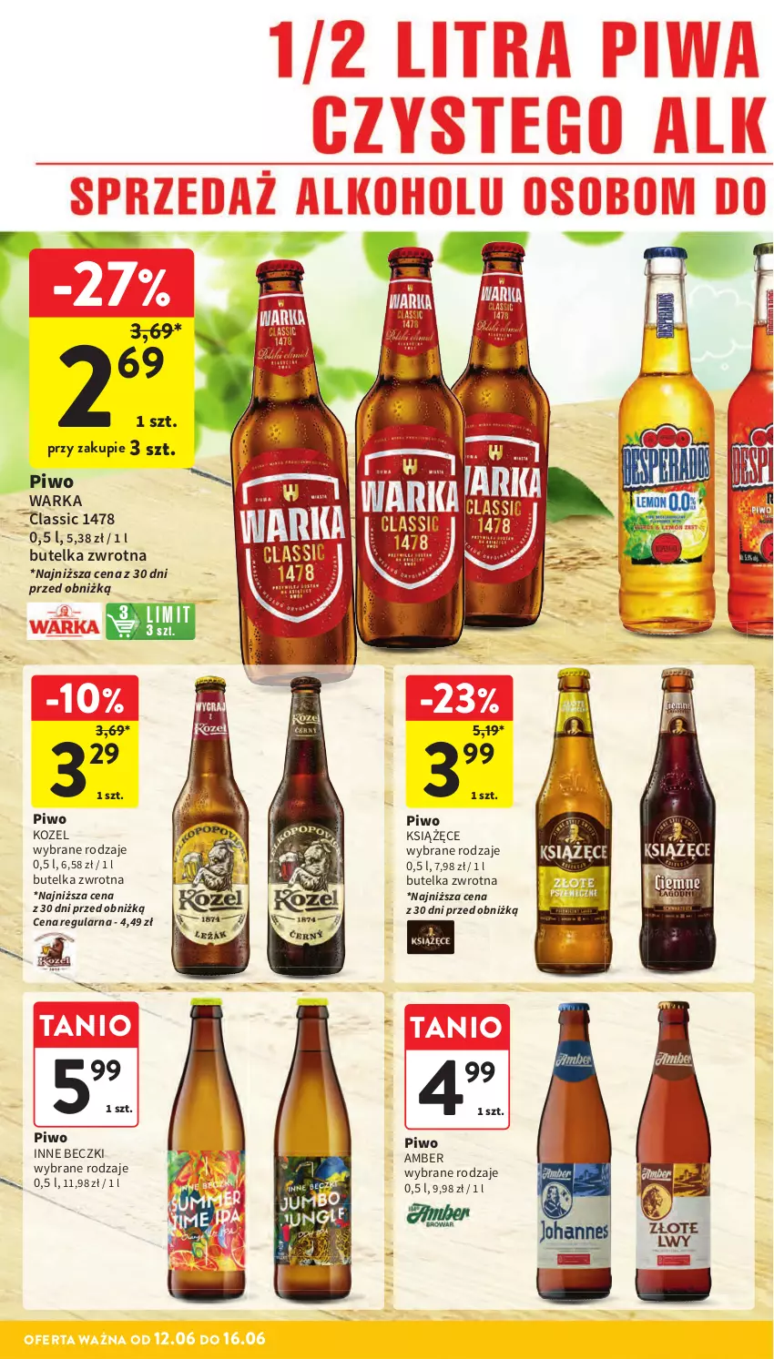 Gazetka promocyjna Intermarche - Gazetka Intermarche - ważna 12.06 do 16.06.2025 - strona 38 - produkty: Kozel, Książęce, Piwa, Piwo, Warka