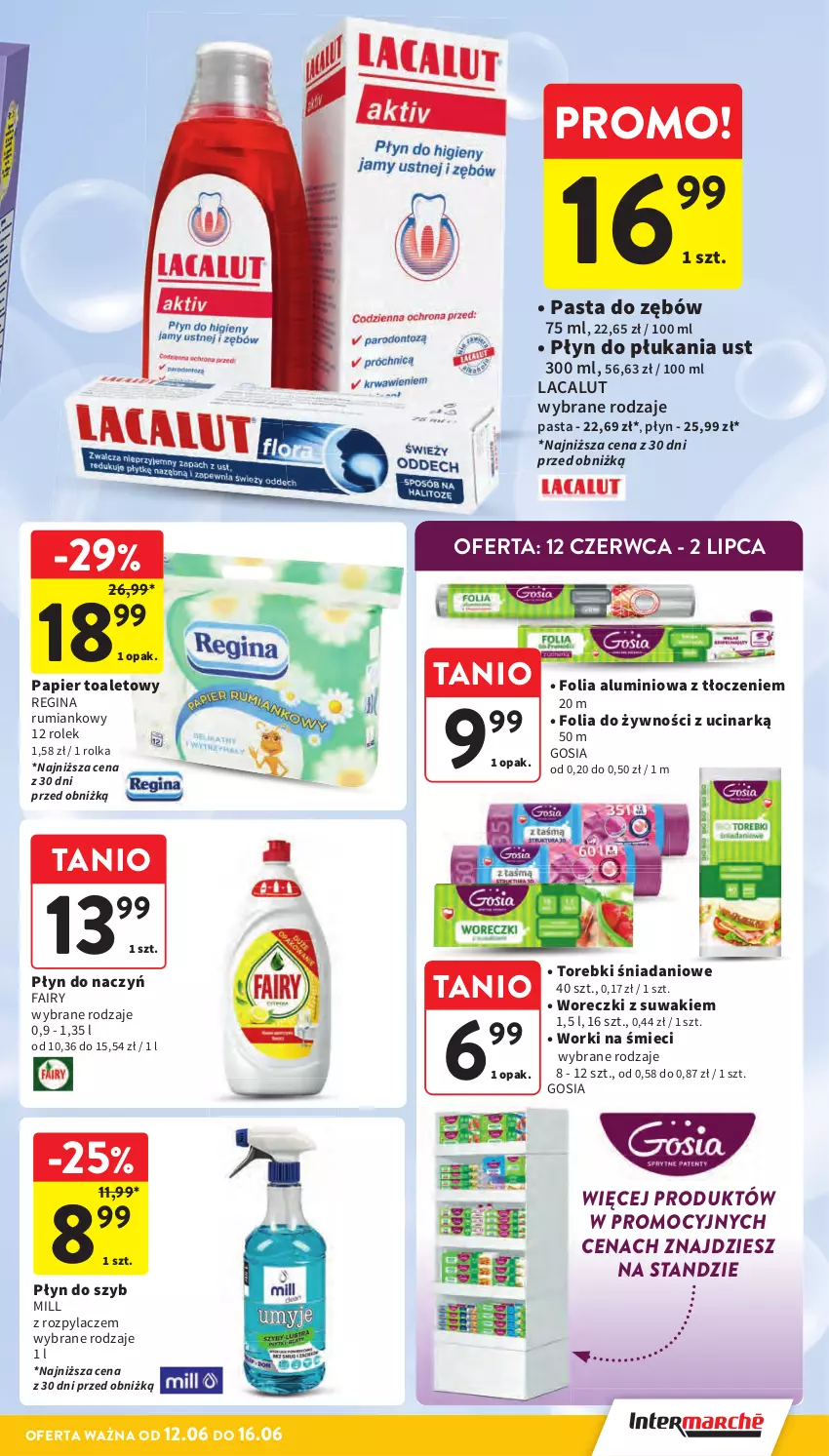 Gazetka promocyjna Intermarche - Gazetka Intermarche - ważna 12.06 do 16.06.2025 - strona 41 - produkty: Danio, Fa, Fairy, Folia aluminiowa, Gin, Lacalut, Papier, Papier toaletowy, Pasta do zębów, Płyn do płukania, Płyn do szyb, Rum, Worki na śmiec, Worki na śmieci