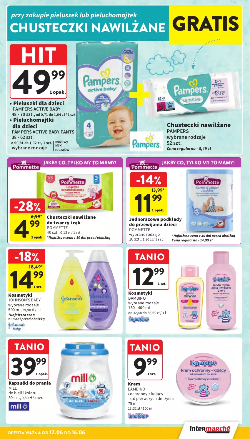 Gazetka promocyjna Intermarche - Gazetka Intermarche - ważna 12.06 do 16.06.2025 - strona 45 - produkty: Chusteczki, Dzieci, Gra, Johnson's, Johnson's Baby, Kapsułki do prania, Majtki, Pampers, Pieluchomajtki, Podkład