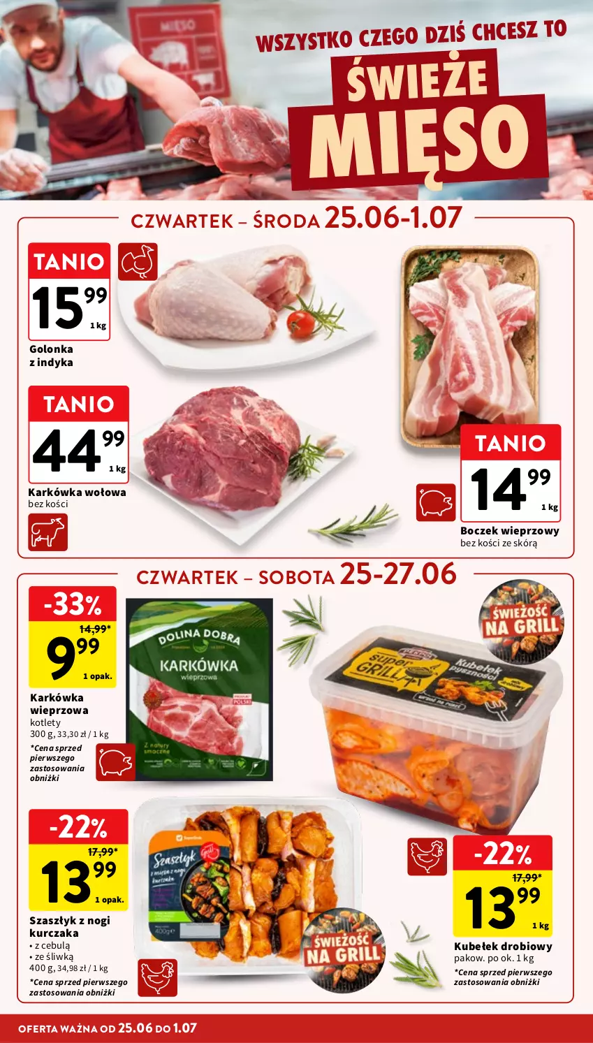 Gazetka promocyjna Intermarche - Gazetka Intermarche - ważna 25.06 do 01.07.2026 - strona 14 - produkty: Boczek, Boczek wieprzowy, Golonka z indyka, Karkówka wieprzowa, Kotlet, Kurczak, Mięso