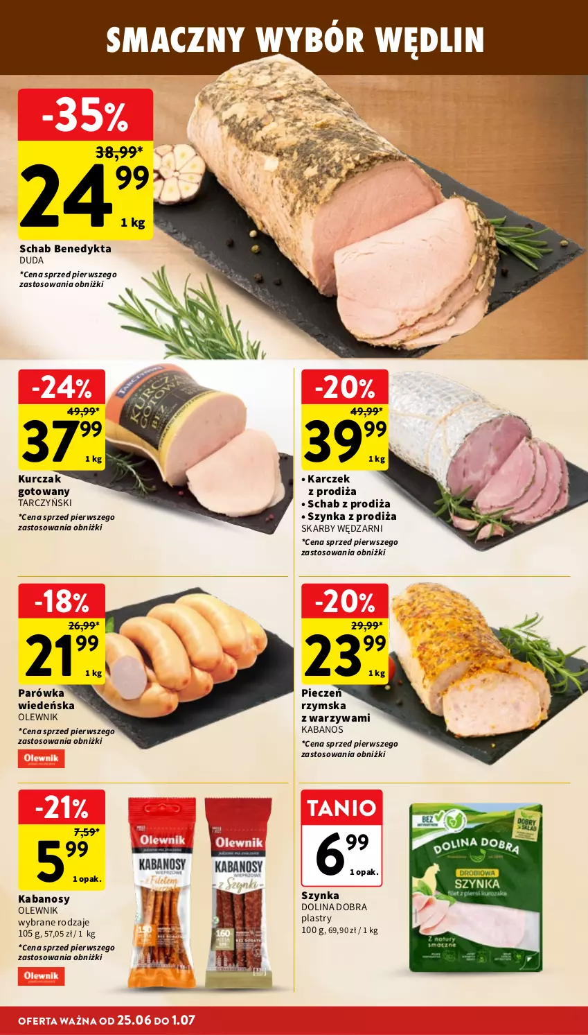 Gazetka promocyjna Intermarche - Gazetka Intermarche - ważna 25.06 do 01.07.2026 - strona 16 - produkty: Duda, Kabanos, Kurczak, Kurczak gotowany, Olewnik, Piec, Pieczeń rzymska, Schab Benedykta, Szynka, Tarczyński, Warzywa