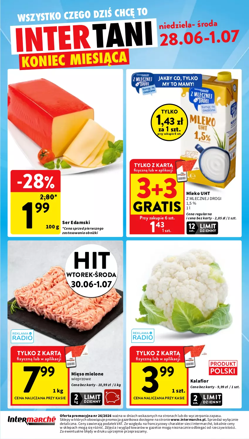 Gazetka promocyjna Intermarche - Gazetka Intermarche - ważna 25.06 do 01.07.2026 - strona 44 - produkty: Edam, Gra, Kalafior, Mięso, Mięso mielone, Mleko, Ser