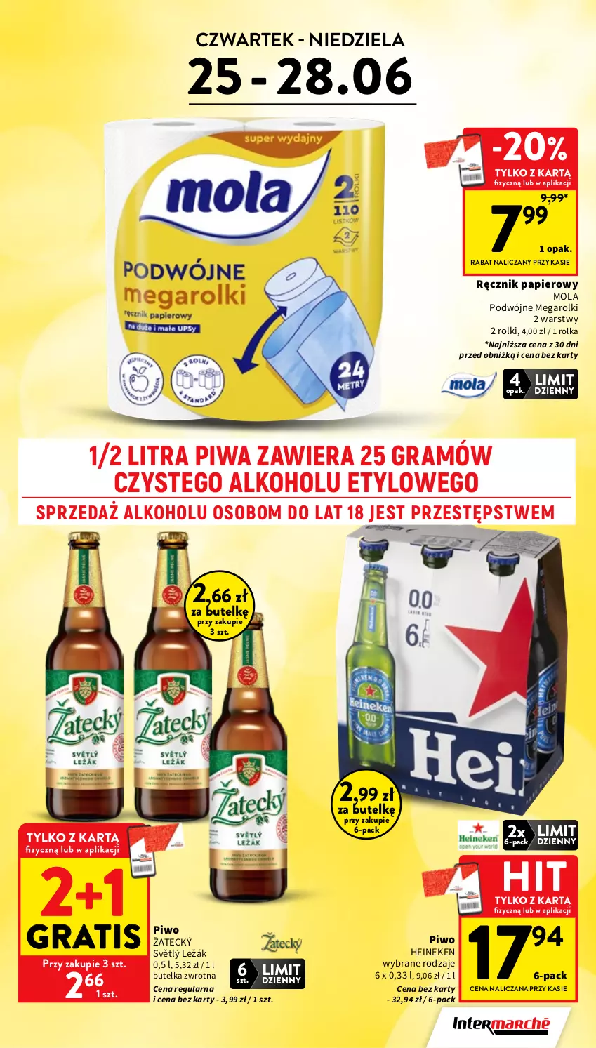 Gazetka promocyjna Intermarche - Gazetka Intermarche - ważna 25.06 do 01.07.2026 - strona 5 - produkty: Gra, Heineken, Mola, Papier, Piwa, Piwo, Ręcznik, Rolki