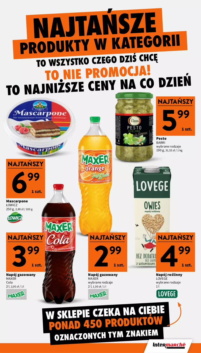 Gazetka promocyjna Intermarche - Gazetka Intermarche - ważna 25.06 do 01.07.2026 - strona 9 - produkty: Mascarpone, Maxer, Napój, Napój gazowany, Napój roślinny, Pesto