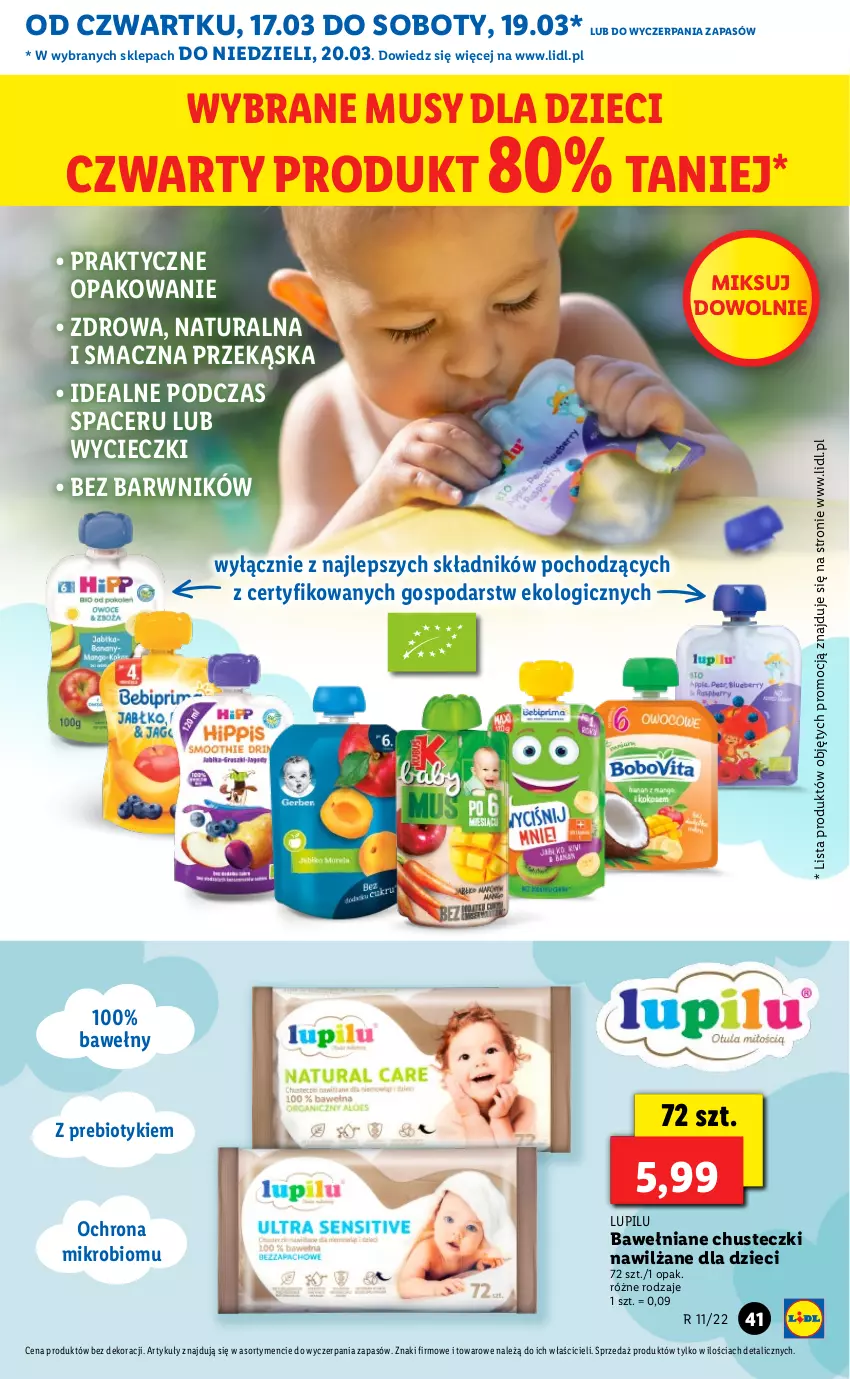 Gazetka promocyjna Lidl - GAZETKA - ważna 17.03 do 20.03.2022 - strona 41 - produkty: Acer, Chusteczki, Dzieci, Mus