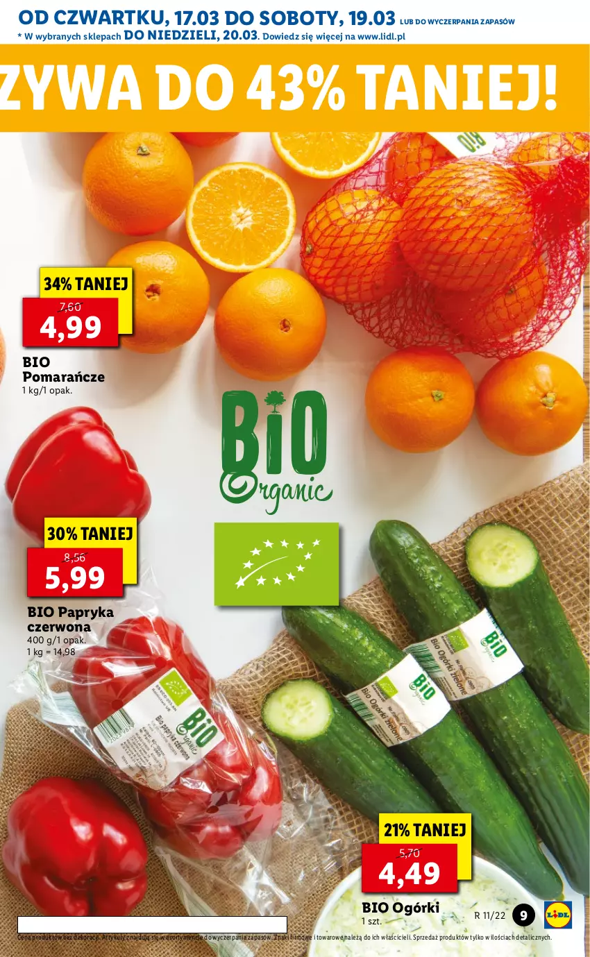 Gazetka promocyjna Lidl - GAZETKA - ważna 17.03 do 20.03.2022 - strona 9 - produkty: Papryka, Papryka czerwona, Pomarańcze