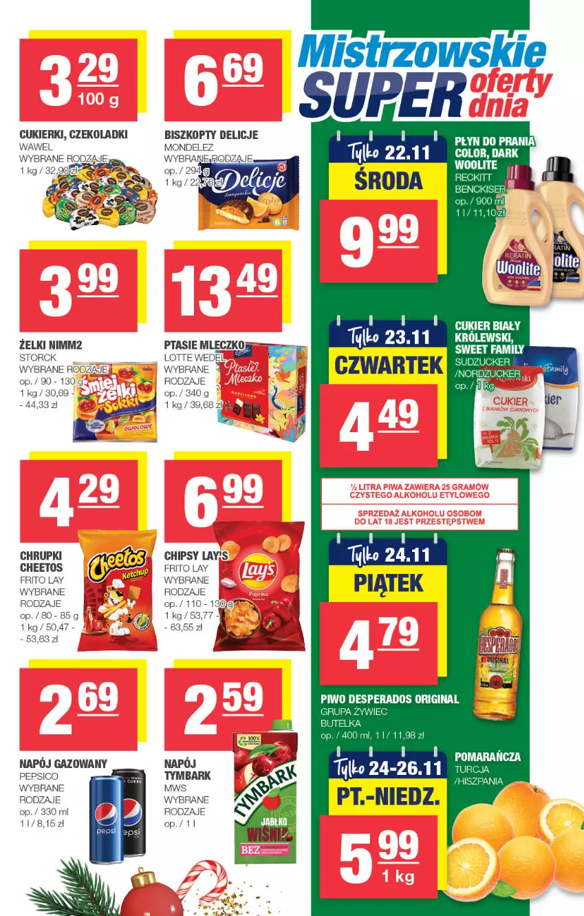 Gazetka promocyjna Spar - Spar - ważna 13.11 do 23.11.2023 - strona 7 - produkty: Biszkopty, Cheetos, Chipsy, Chrupki, Cukier, Cukierki, Delicje, Mleczko, Nimm2, Pepsi, Ptasie mleczko, Tymbark, Wawel