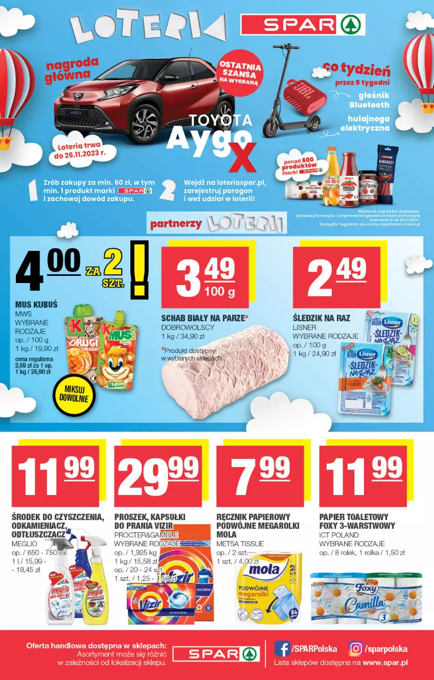 Gazetka promocyjna Spar - Spar - ważna 13.11 do 23.11.2023 - strona 8 - produkty: Foxy, Kubuś, Lisner, Mola, Mus, Odkamieniacz, Odtłuszczacz, Papier, Papier toaletowy, Ręcznik, Rolki, Tera