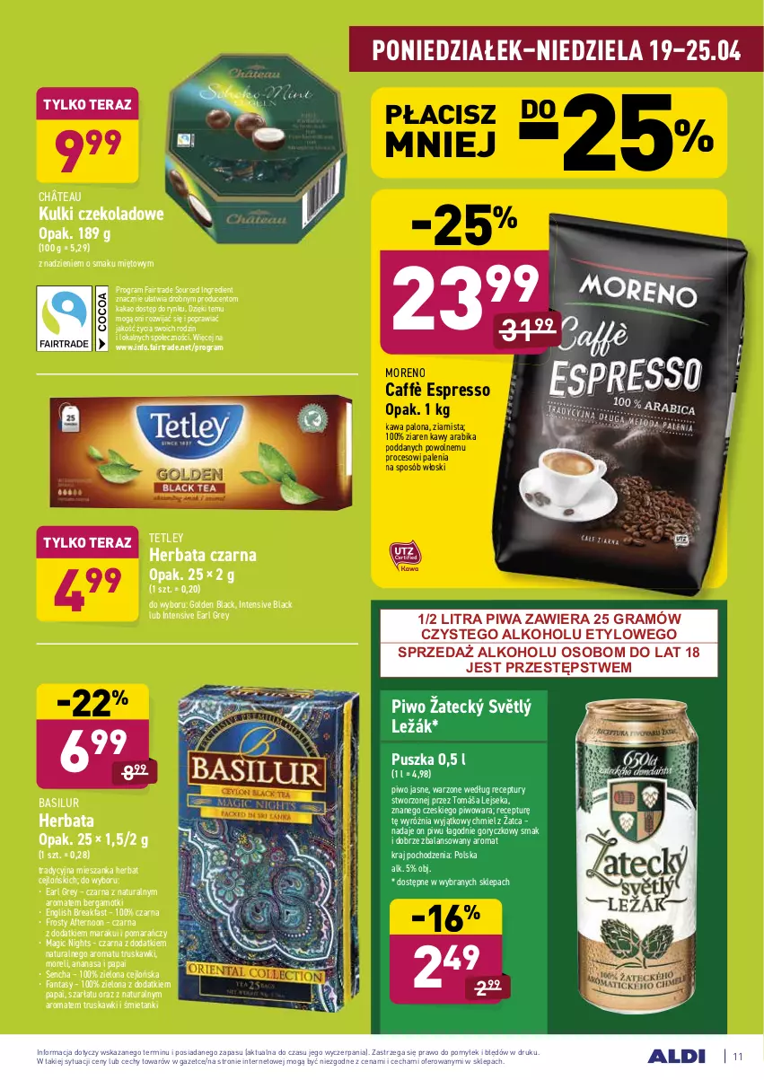 Gazetka promocyjna Aldi - Ale akcja - ważna 19.04 do 25.04.2021 - strona 11 - produkty: Ananas, Earl Grey, Fa, Fanta, Gra, Herbata, Herbata czarna, Kakao, Kawa, Lack, Piwa, Piwo, Piwo jasne, Tera, Tetley, Truskawki