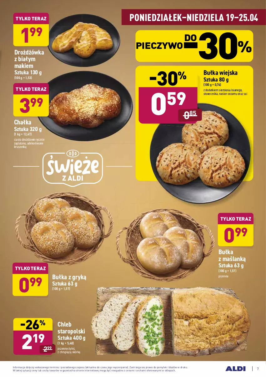 Gazetka promocyjna Aldi - Ale akcja - ważna 19.04 do 25.04.2021 - strona 7 - produkty: Bułka, Chleb, Gry, Piec, Pieczywo, Sezam, Tera