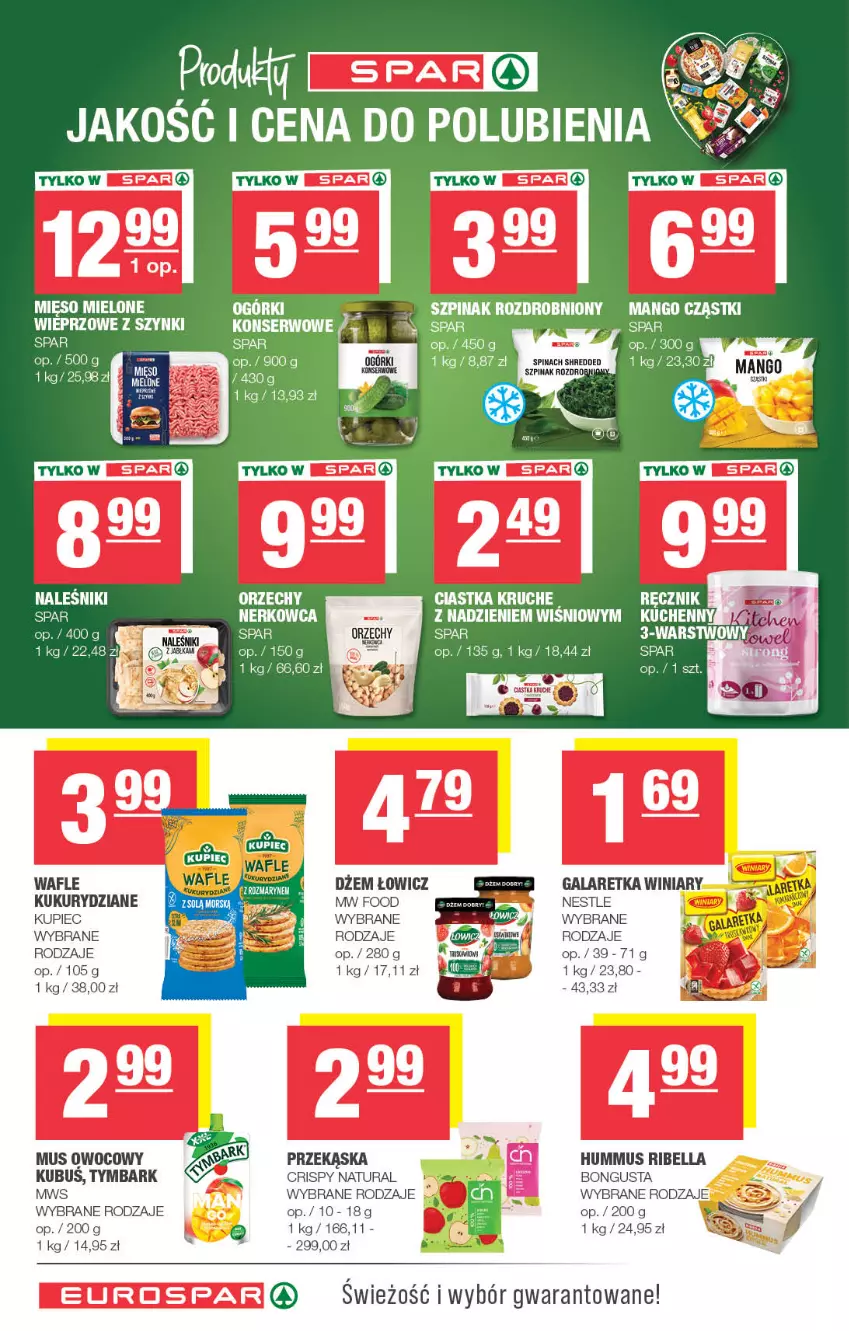 Gazetka promocyjna Spar - EuroSpar - ważna 04.05 do 14.05.2025 - strona 12 - produkty: Bell, Bella, Dżem, Gala, Galaretka, Hummus, Kubuś, Kupiec, Mango, Mus, Piec, Tymbark, Wafle, Winiary