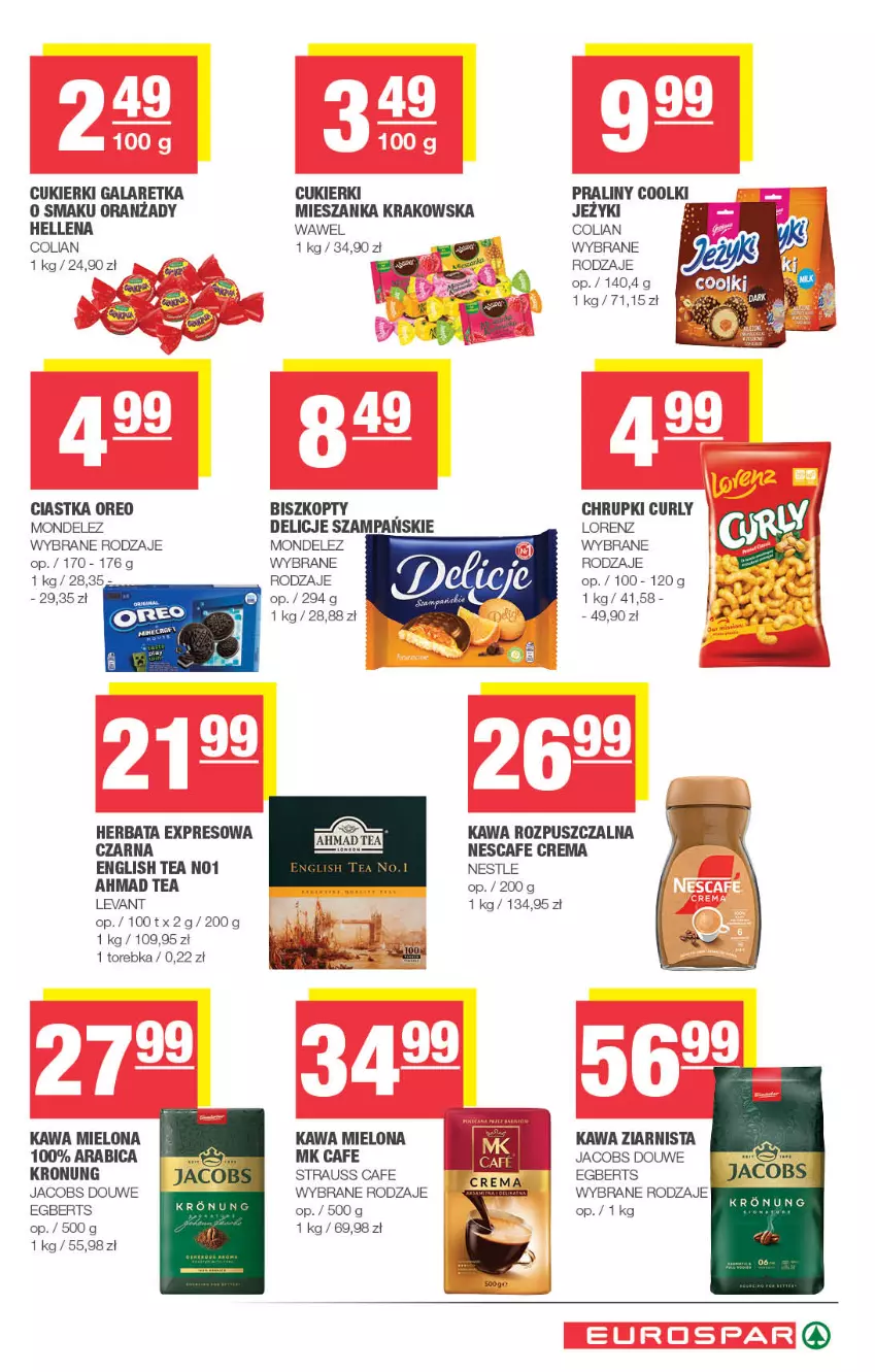 Gazetka promocyjna Spar - EuroSpar - ważna 04.05 do 14.05.2025 - strona 13 - produkty: BIC, Biszkopty, Chrupki, Ciastka, Cukier, Cukierki, Delicje, Gala, Galaretka, Hellena, Herbata, Jacobs, Jeżyki, Kawa, Kawa mielona, Kawa rozpuszczalna, Kawa ziarnista, Lorenz, Oreo, Praliny, Torebka, Wawel