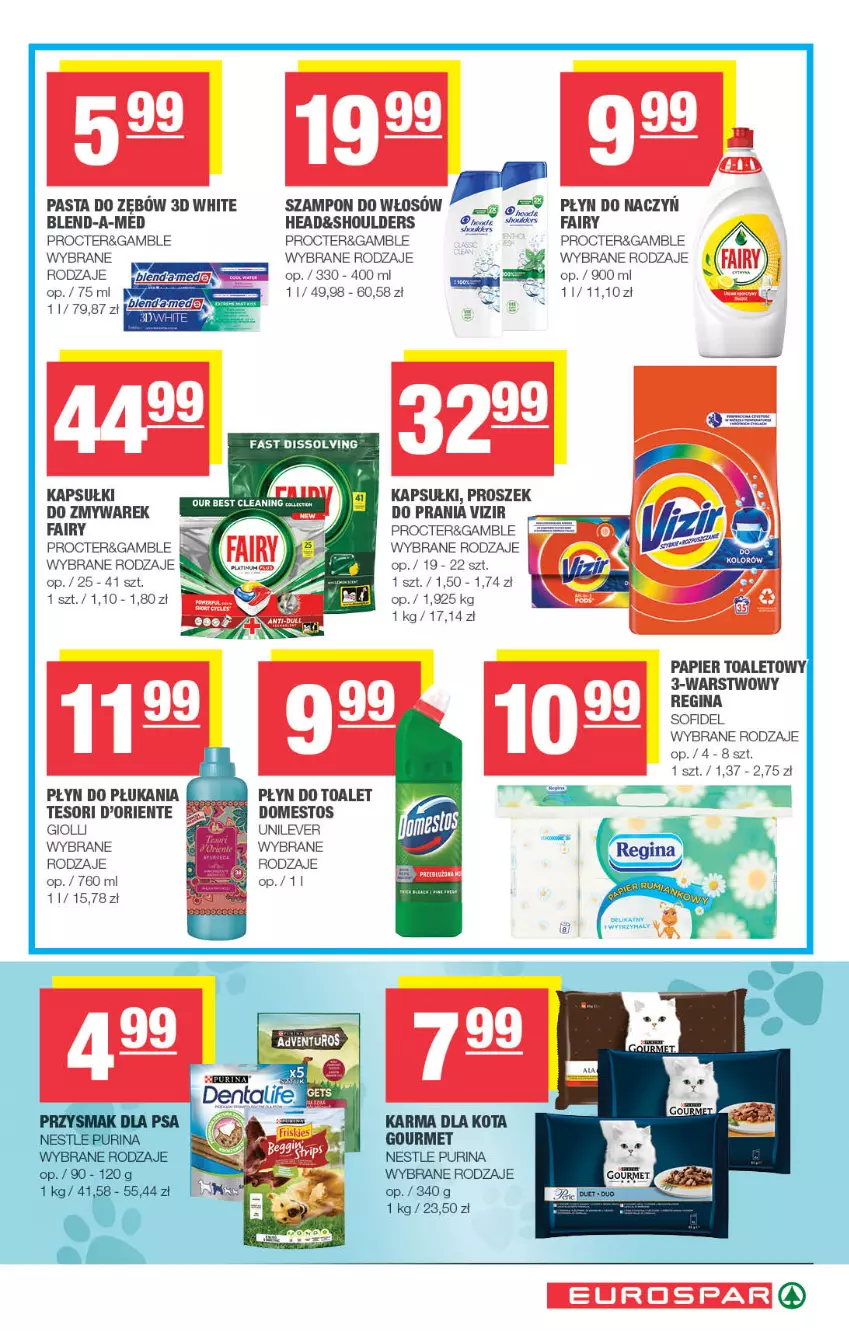 Gazetka promocyjna Spar - EuroSpar - ważna 04.05 do 14.05.2025 - strona 15 - produkty: Blend-a-Med, Domestos, Fa, Fairy, Gin, Papier, Papier toaletowy, Pasta do zębów, Płyn do płukania, Proszek do prania, Pur, Purina, Szampon, Tera, Vizir
