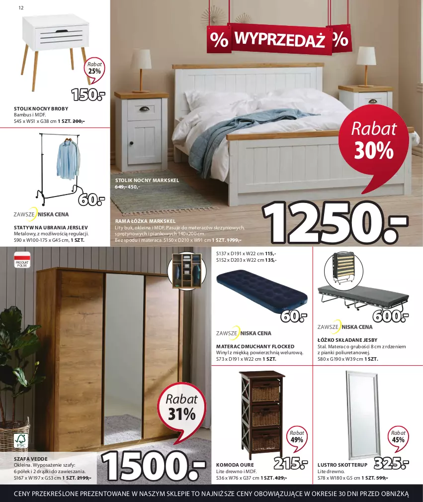 Gazetka promocyjna Jysk - Oferta tygodnia - ważna 21.06 do 25.07.2023 - strona 13 - produkty: Fa, Komoda, Lustro, Materac, Materac dmuchany, Moda, Rama, Rama łóżka, Statyw na ubrania, Stolik, Stolik nocny, Szafa, Tera, Ubrania