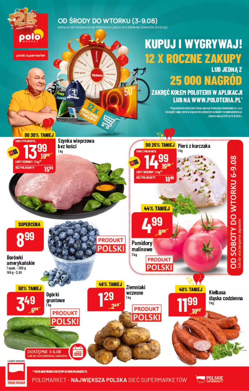 Gazetka promocyjna PoloMarket - Gazetka pomocyjna - ważna 03.08 do 09.08.2022 - strona 1 - produkty: Grunt, Kiełbasa, Kurczak, Szynka, Szynka wieprzowa