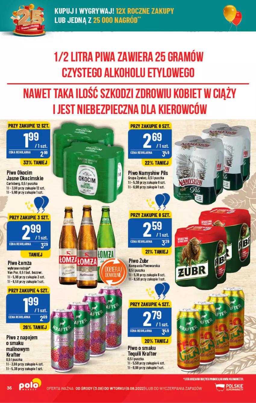 Gazetka promocyjna PoloMarket - Gazetka pomocyjna - ważna 03.08 do 09.08.2022 - strona 36 - produkty: Carlsberg, Gry, Jaja, Koc, Namysłów, Okocim, Piwo, Pur