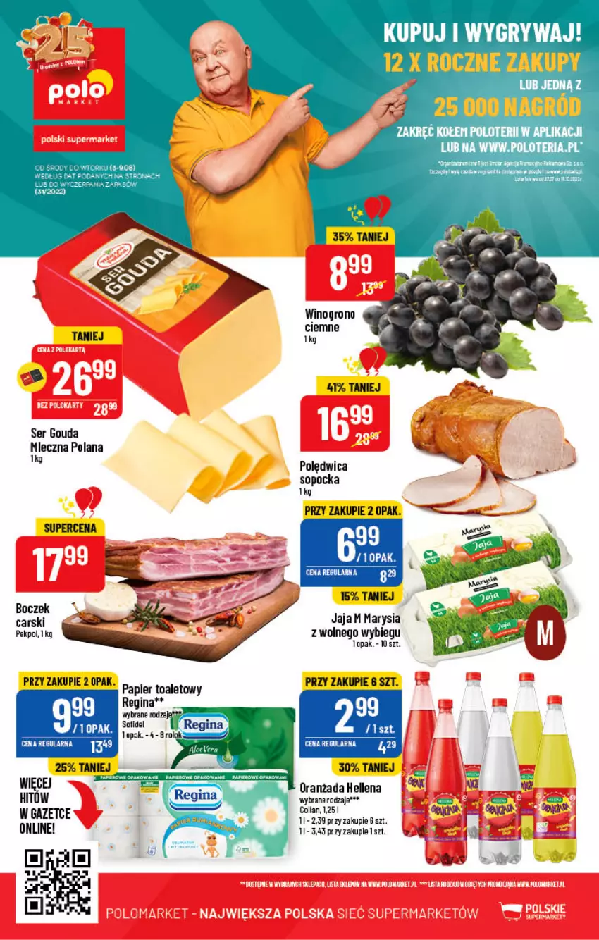 Gazetka promocyjna PoloMarket - Gazetka pomocyjna - ważna 03.08 do 09.08.2022 - strona 56 - produkty: Boczek, Cars, Fa, Gouda, Hellena, Jaja, LANA, Mop, Pekpol, Polędwica, Ser, Wino