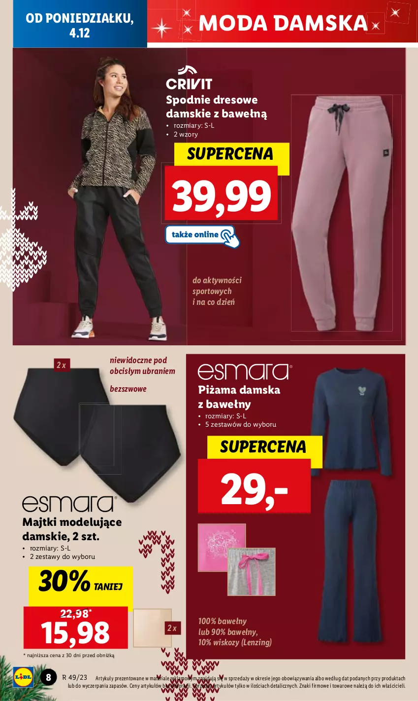 Gazetka promocyjna Lidl - GAZETKA - ważna 04.12 do 09.12.2023 - strona 10 - produkty: Dres, Majtki, Moda, Piżama, Por, Spodnie, Spodnie dresowe, Sport