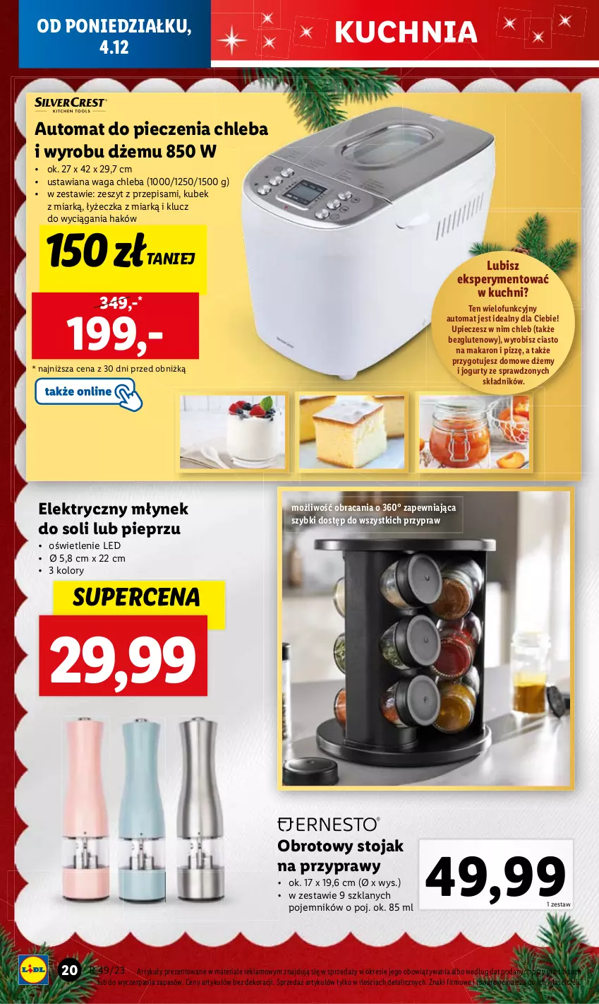 Gazetka promocyjna Lidl - GAZETKA - ważna 04.12 do 09.12.2023 - strona 24 - produkty: Automat do pieczenia chleba, Chleb, Dżem, Jogurt, Kubek, Kuchnia, Makaron, Młynek, Piec, Pieprz, Pojemnik, Przyprawy, Stojak, Waga