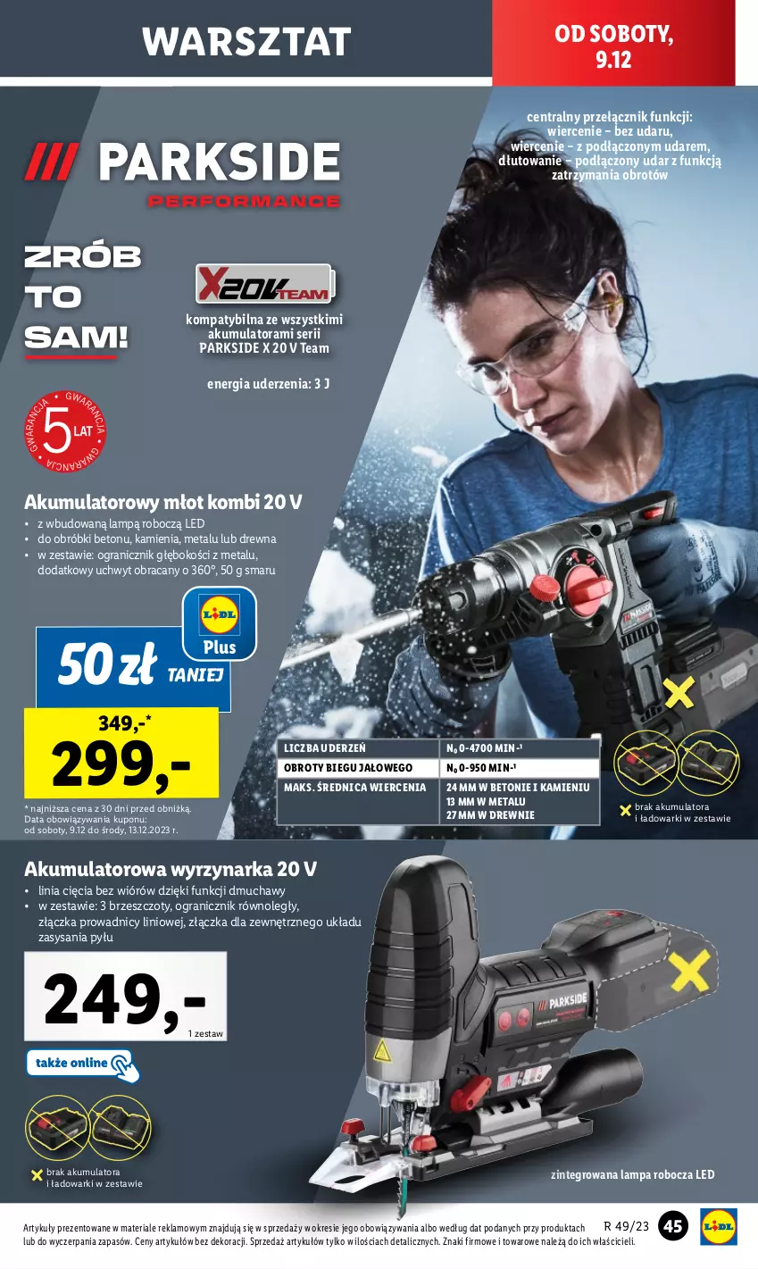 Gazetka promocyjna Lidl - GAZETKA - ważna 04.12 do 09.12.2023 - strona 53 - produkty: Akumulator, Gra, Lampa, Lampa robocza LED, Młot, Parkside, Ser, Wyrzynarka