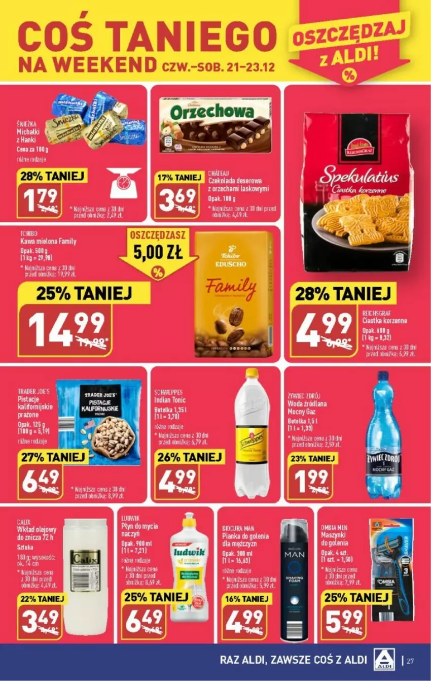 Gazetka promocyjna Aldi - ważna 18.12 do 23.12.2023 - strona 20 - produkty: Ciastka, Fa, Kawa, Kawa mielona, Ludwik, Michałki, Pistacje, Znicz