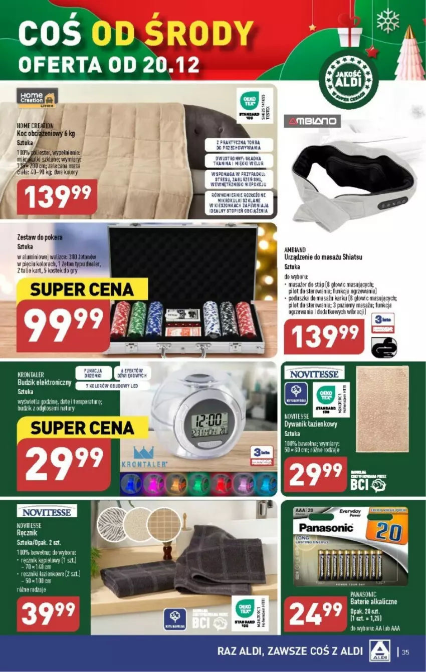 Gazetka promocyjna Aldi - ważna 18.12 do 23.12.2023 - strona 29 - produkty: Baterie alkaliczne, Budzik, Dywan, Dywanik, Dywanik łazienkowy, Koc, Poduszka, Ręcznik