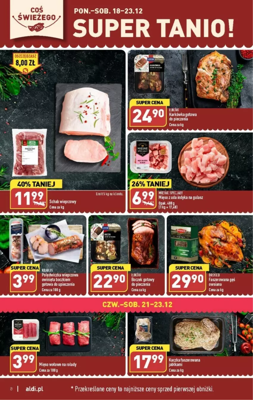 Gazetka promocyjna Aldi - ważna 18.12 do 23.12.2023 - strona 39 - produkty: Fa, Jabłka, Kaczka, Kaczka faszerowana, Krakus, Mięsne specjały