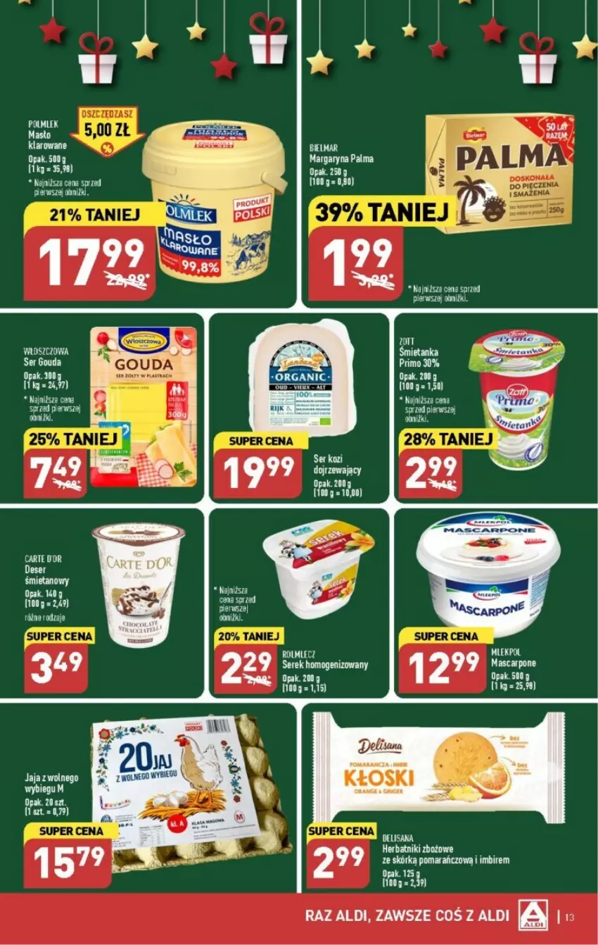 Gazetka promocyjna Aldi - ważna 18.12 do 23.12.2023 - strona 5 - produkty: Deser, Herbatniki, Imbir, Margaryna, Mascarpone, Masło, Palma, POLMLEK, Rolmlecz, Ser