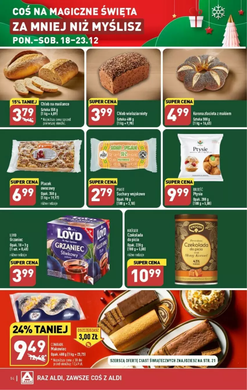 Gazetka promocyjna Aldi - ważna 18.12 do 23.12.2023 - strona 6 - produkty: Chleb, Chleb wieloziarnisty, Czekolada, Loyd