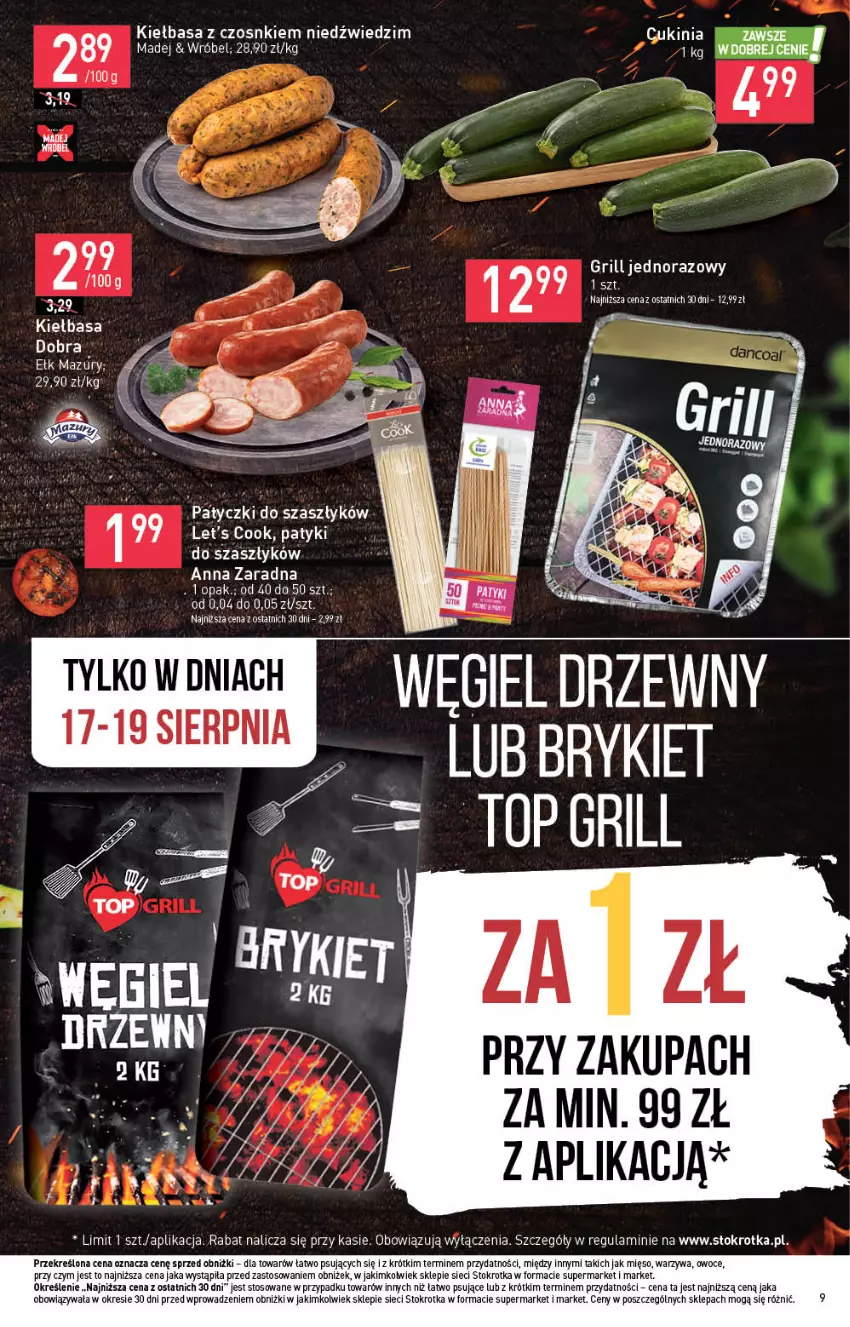 Gazetka promocyjna Stokrotka - Supermarket - ważna 17.08 do 23.08.2023 - strona 11 - produkty: Kiełbasa, Mięso, Owoce, Por, Warzywa, Węgiel drzewny