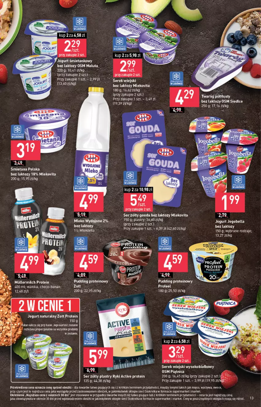 Gazetka promocyjna Stokrotka - Supermarket - ważna 17.08 do 23.08.2023 - strona 15 - produkty: Bell, Bella, Gouda, Jogobella, Jogurt, Jogurt naturalny, Koc, Kosz, Mięso, Mleko, Mlekovita, Owoce, Piątnica, Pudding, Ser, Serek, Serek wiejski, Sok, Twaróg, Warzywa, Zott