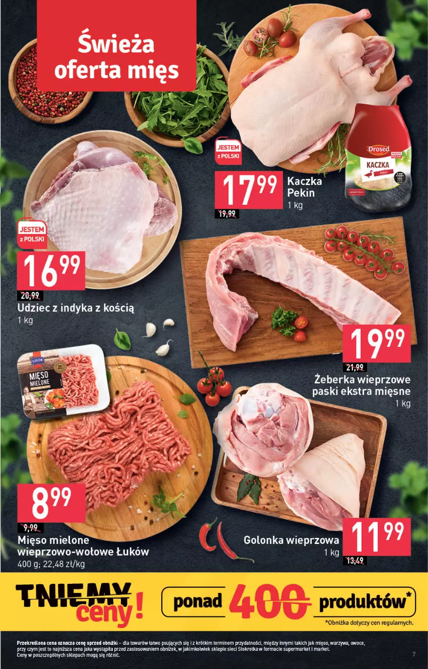 Gazetka promocyjna Stokrotka - Supermarket - ważna 17.08 do 23.08.2023 - strona 9 - produkty: Golonka wieprzowa, Mięso, Mięso mielone, Owoce, Udziec z indyka, Warzywa