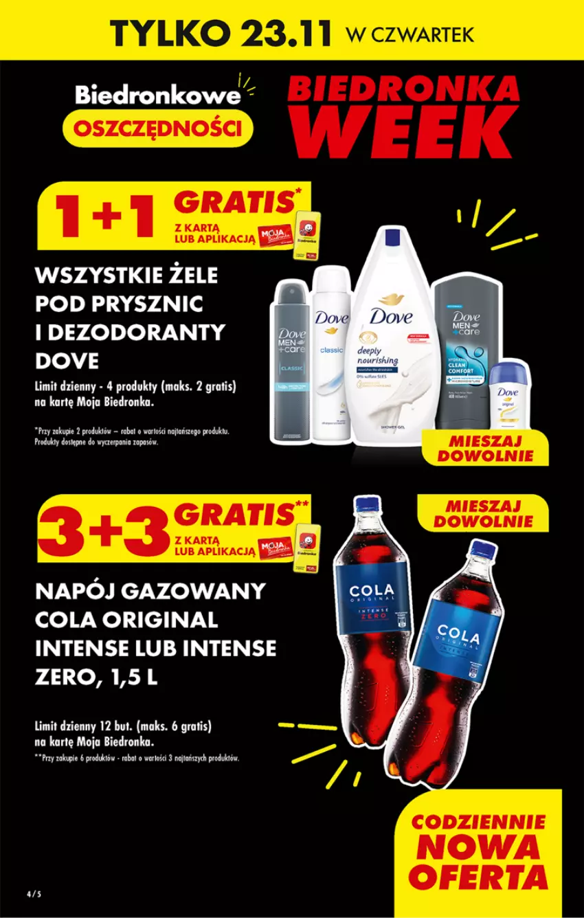 Gazetka promocyjna Biedronka - Od czwartku - ważna 23.11 do 29.11.2023 - strona 4 - produkty: Dove, Dron, Gin, Gra, Napój, Napój gazowany