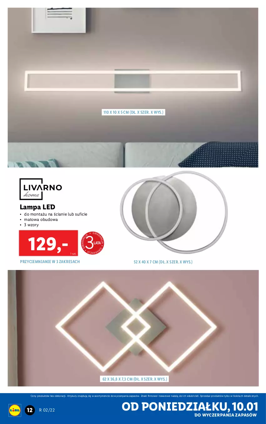 Gazetka promocyjna Lidl - GAZETKA - ważna 10.01 do 16.01.2022 - strona 12 - produkty: Lampa, Lampa LED