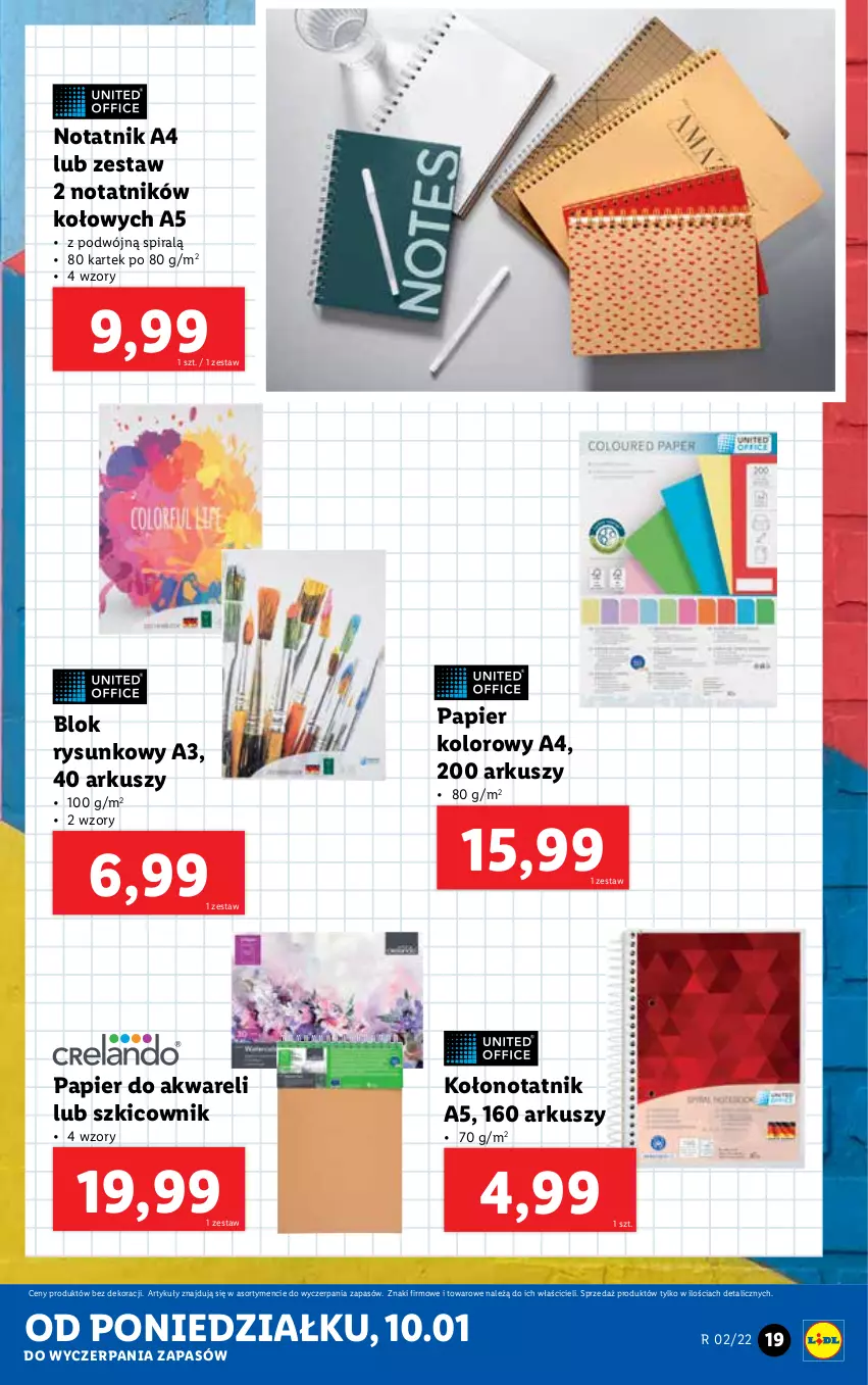 Gazetka promocyjna Lidl - GAZETKA - ważna 10.01 do 16.01.2022 - strona 19 - produkty: Papier, Szkicownik