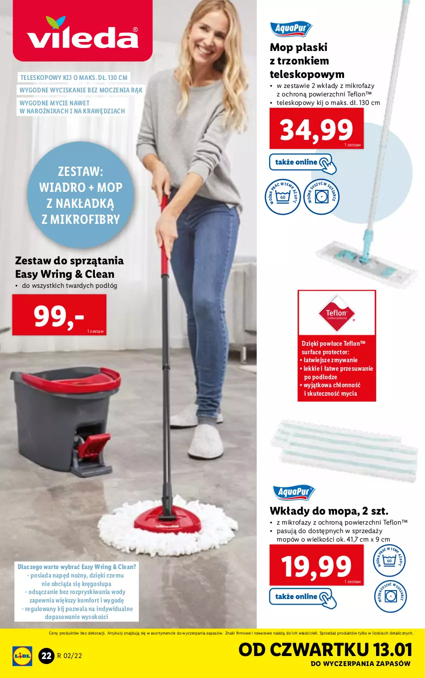 Gazetka promocyjna Lidl - GAZETKA - ważna 10.01 do 16.01.2022 - strona 22 - produkty: Fa, Mop, Narożnik, Noż, Sok, Surf, Teleskop, Wiadro