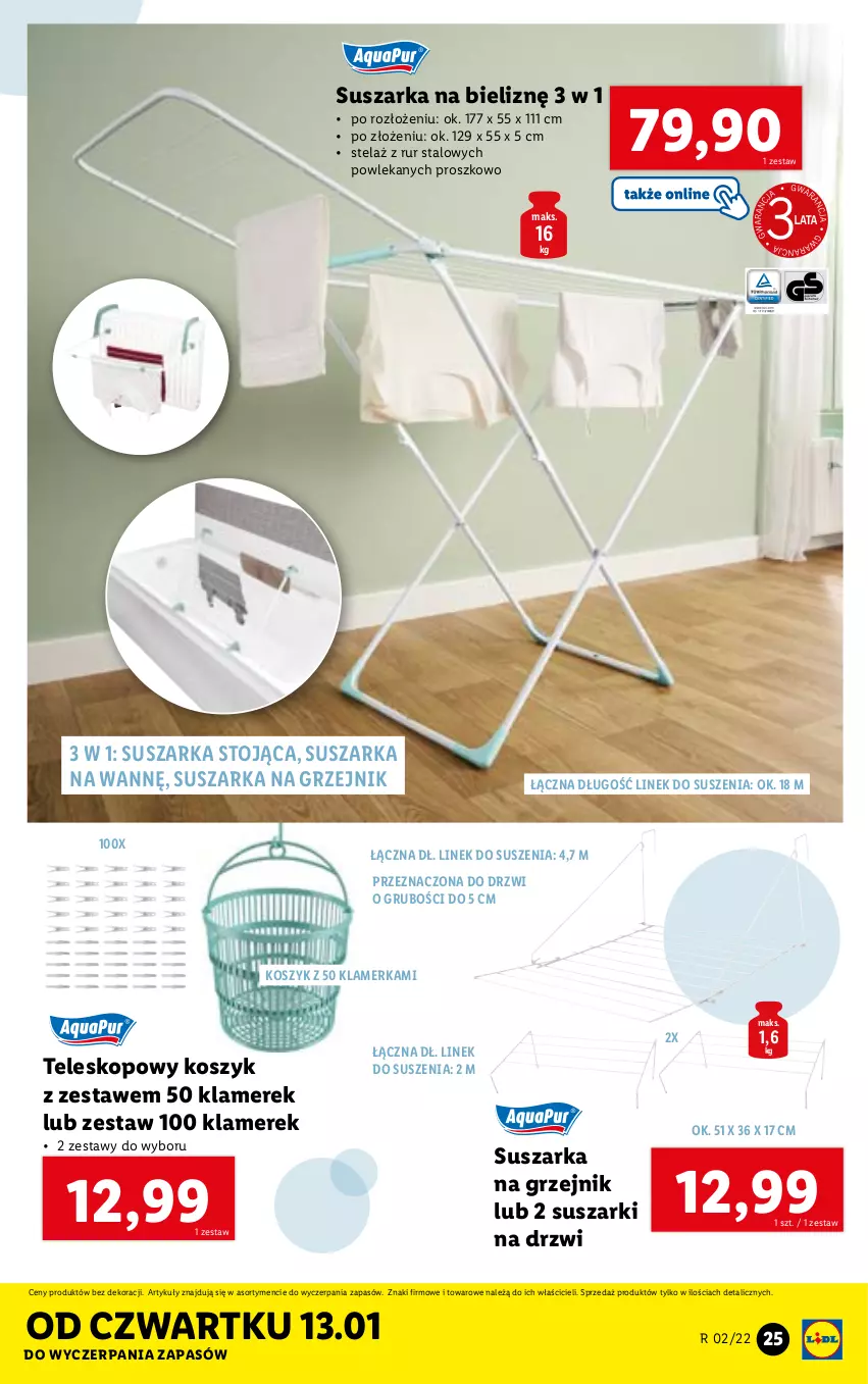 Gazetka promocyjna Lidl - GAZETKA - ważna 10.01 do 16.01.2022 - strona 25 - produkty: Drzwi, Grzejnik, Kosz, Suszarka, Suszarki, Teleskop