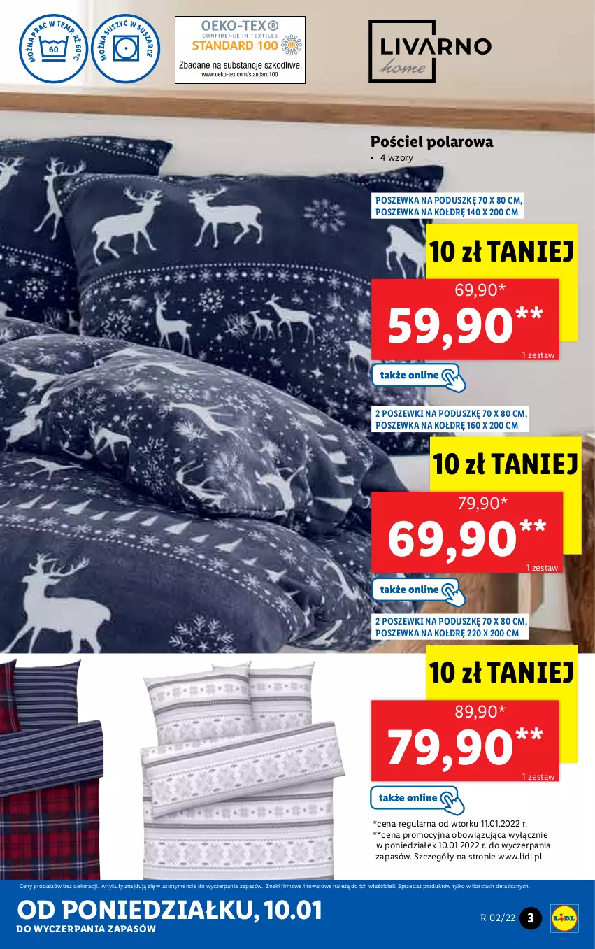 Gazetka promocyjna Lidl - GAZETKA - ważna 10.01 do 16.01.2022 - strona 3 - produkty: Pościel, Poszewka