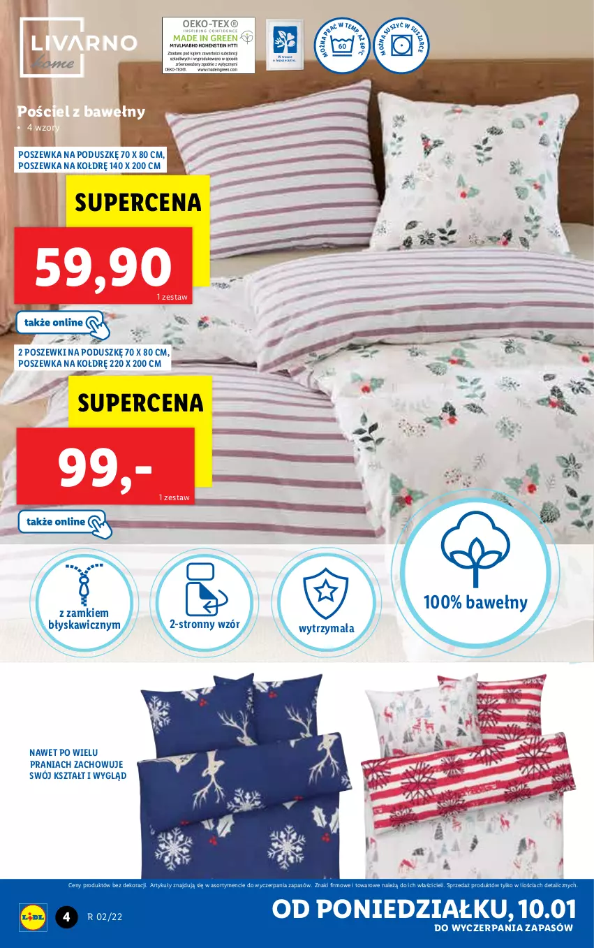 Gazetka promocyjna Lidl - GAZETKA - ważna 10.01 do 16.01.2022 - strona 4 - produkty: Pościel, Poszewka