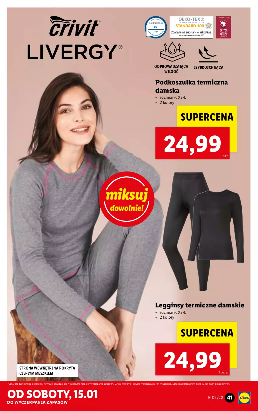 Gazetka promocyjna Lidl - GAZETKA - ważna 10.01 do 16.01.2022 - strona 41 - produkty: Gin, Kosz, Koszulka, Legginsy, LG